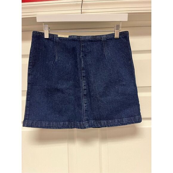Calvin Klein Vintage Y2K Classic Denim Mini Skirt Sz 10 - Picture 1 of 4